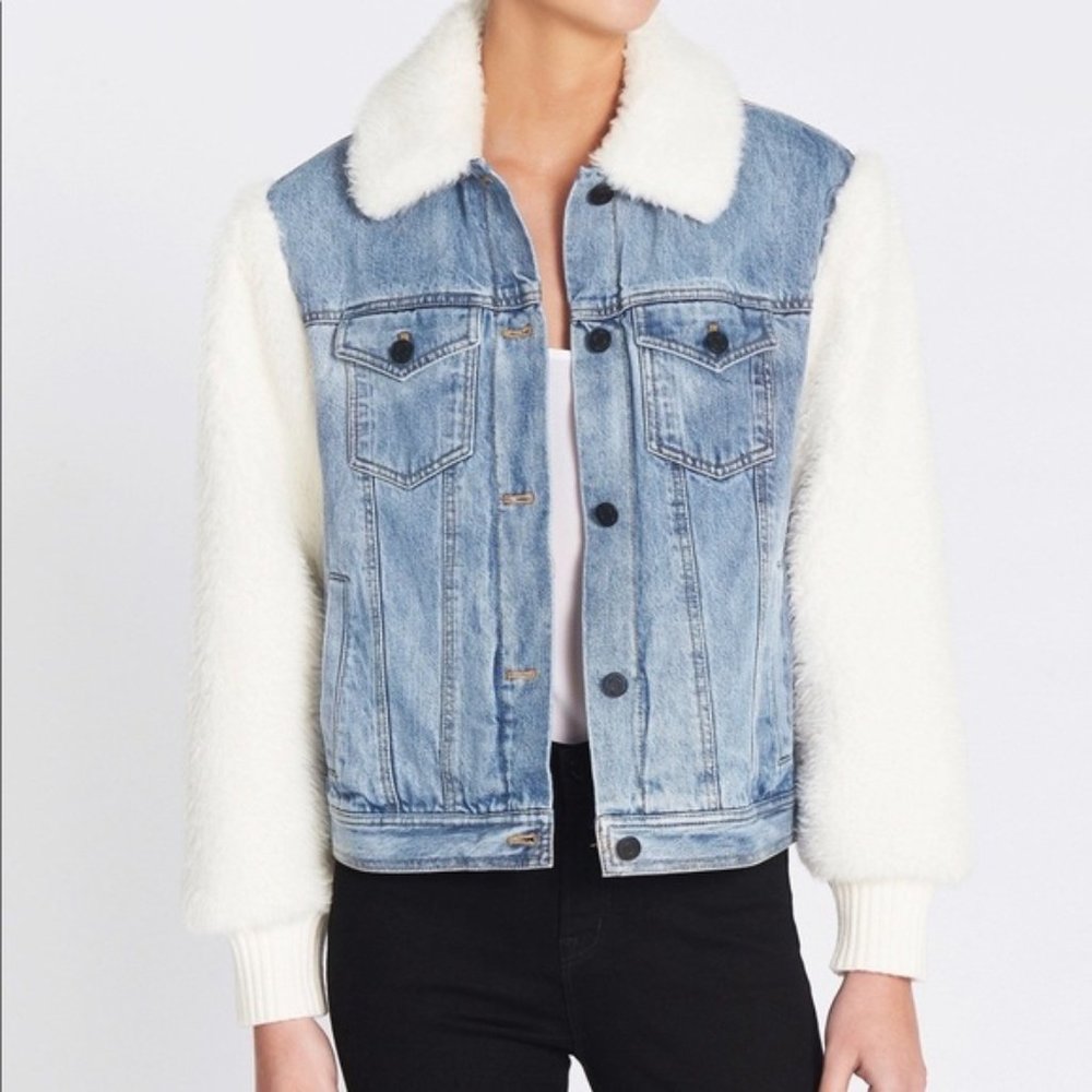Rebecca Taylor Women's Blue Denim & Faux Fur Jacket